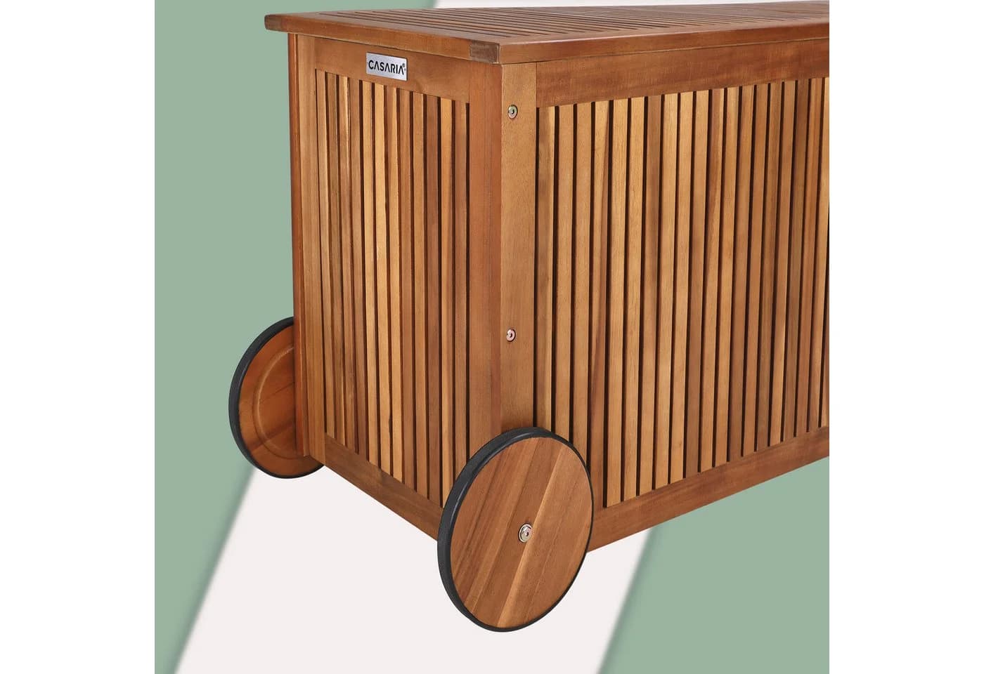 Casaria Auflagenbox Akazie 350L Räder Innenplane - Bild 5