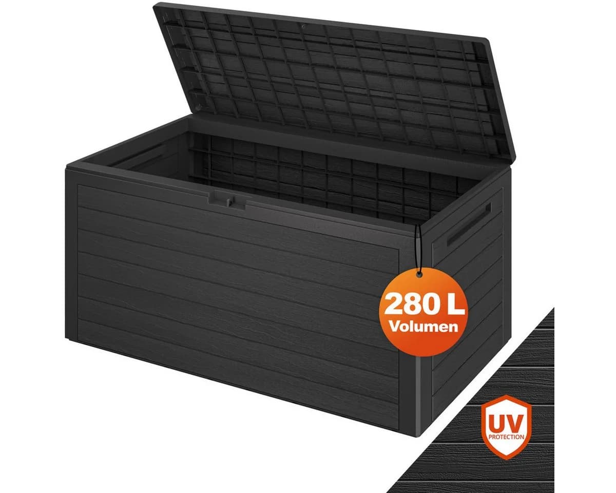 Casaria Auflagenbox Woody 280L Braun Holz-Optik Wetterfest - Bild 2
