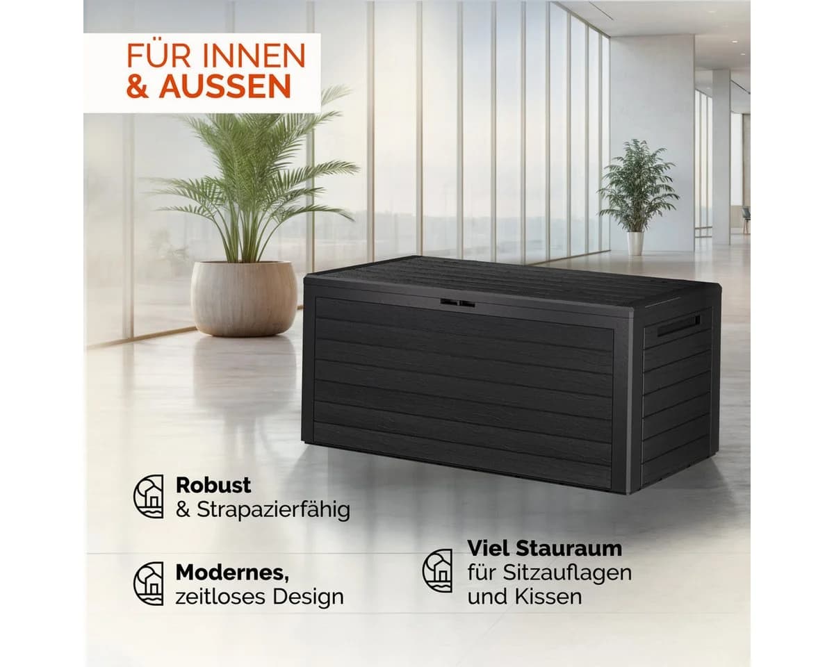 Casaria Auflagenbox Woody 280L Braun Holz-Optik Wetterfest - Bild 4