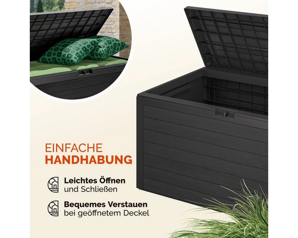 Casaria Auflagenbox Woody 280L Braun Holz-Optik Wetterfest - Bild 5