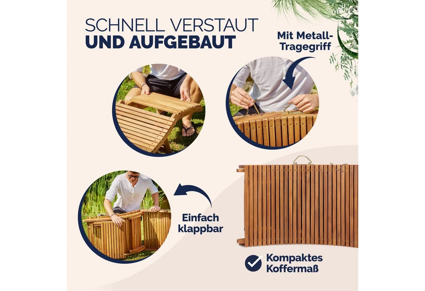 Casaria Gartenliege Braun FSC®-zertifiziert Akazie Klappbar - Bild 4