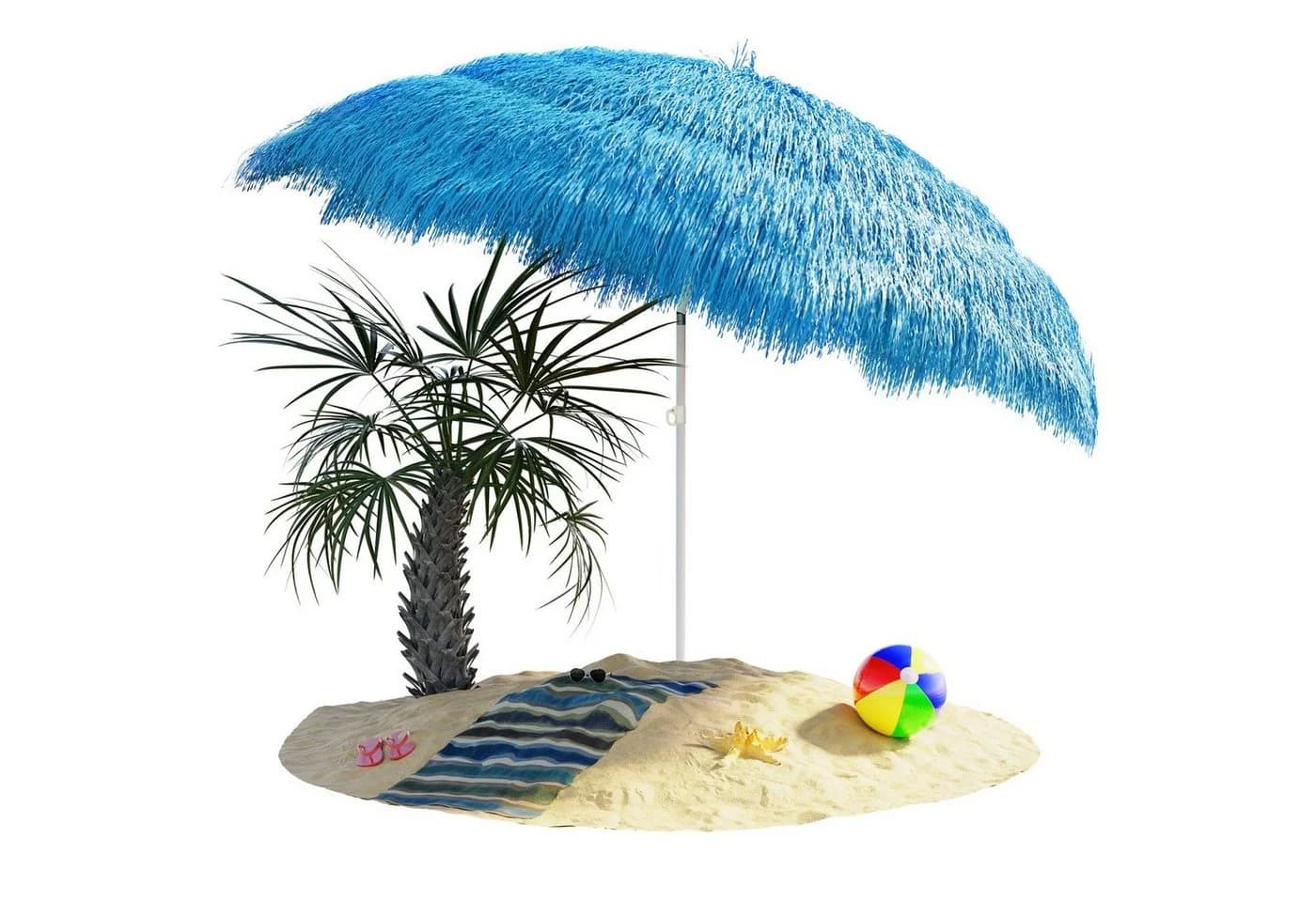Kingsleeve Sonnenschirm Hawaii Blau 160 cm Neigbar Höhenverstellbar - Bild 2
