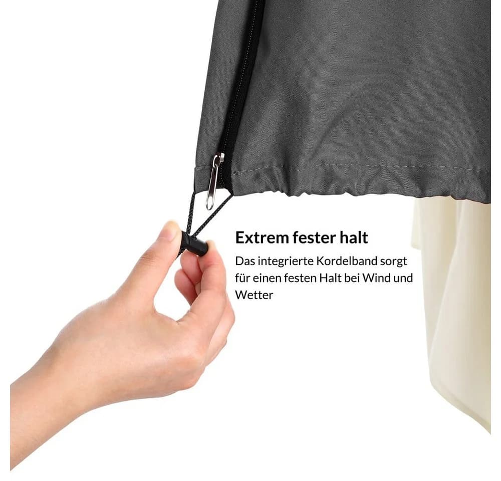 Deuba Sonnenschirm-Schutzhülle Grau Polyester 3m/3,5m - Bild 4