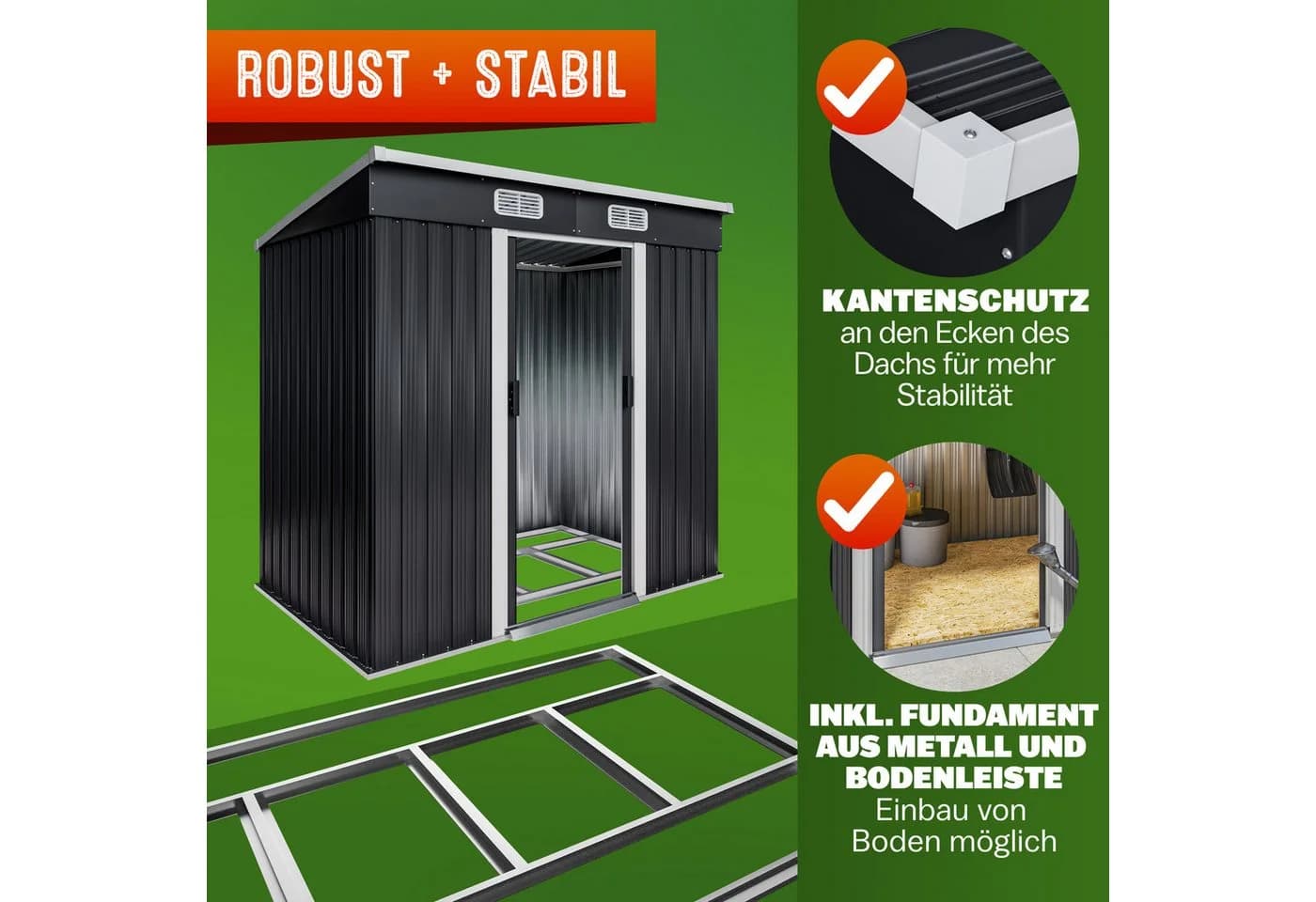 Gardebruk Gerätehaus Anthrazit Metall mit Schiebetür - Bild 5