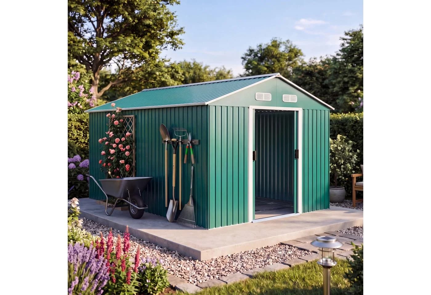 Gardebruk Gerätehaus Metall Grün mit Schiebetür - Bild 2
