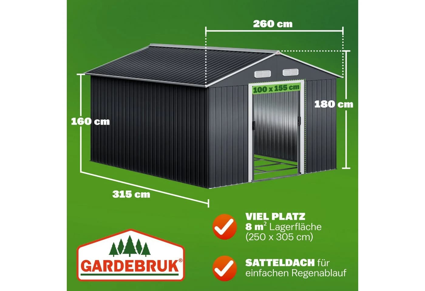 Gardebruk Gerätehaus Metall 8m² Anthrazit - Bild 3