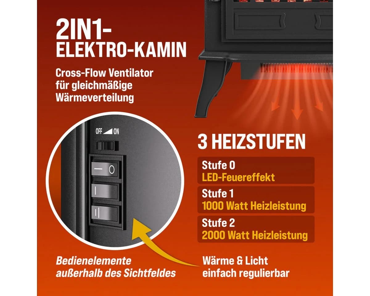 Monzana Elektrokamin mit LED-Flammeneffekt Schwarz - Bild 4