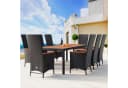 Casaria Garten-Essgruppe 9-tlg. Polyrattan Akazie mit verstellbaren Lehnen Bild 1