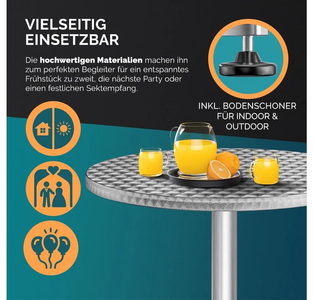 Casaria Höhenverstellbarer Stehtisch Alu 60cm