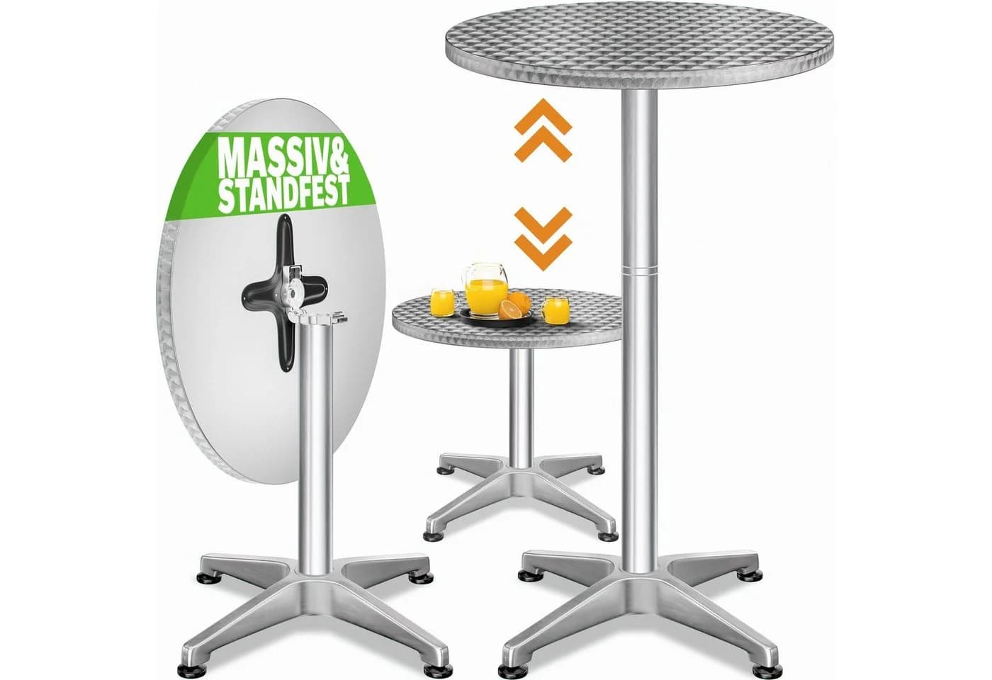 Casaria Höhenverstellbarer Stehtisch Alu 60cm - Bild 2