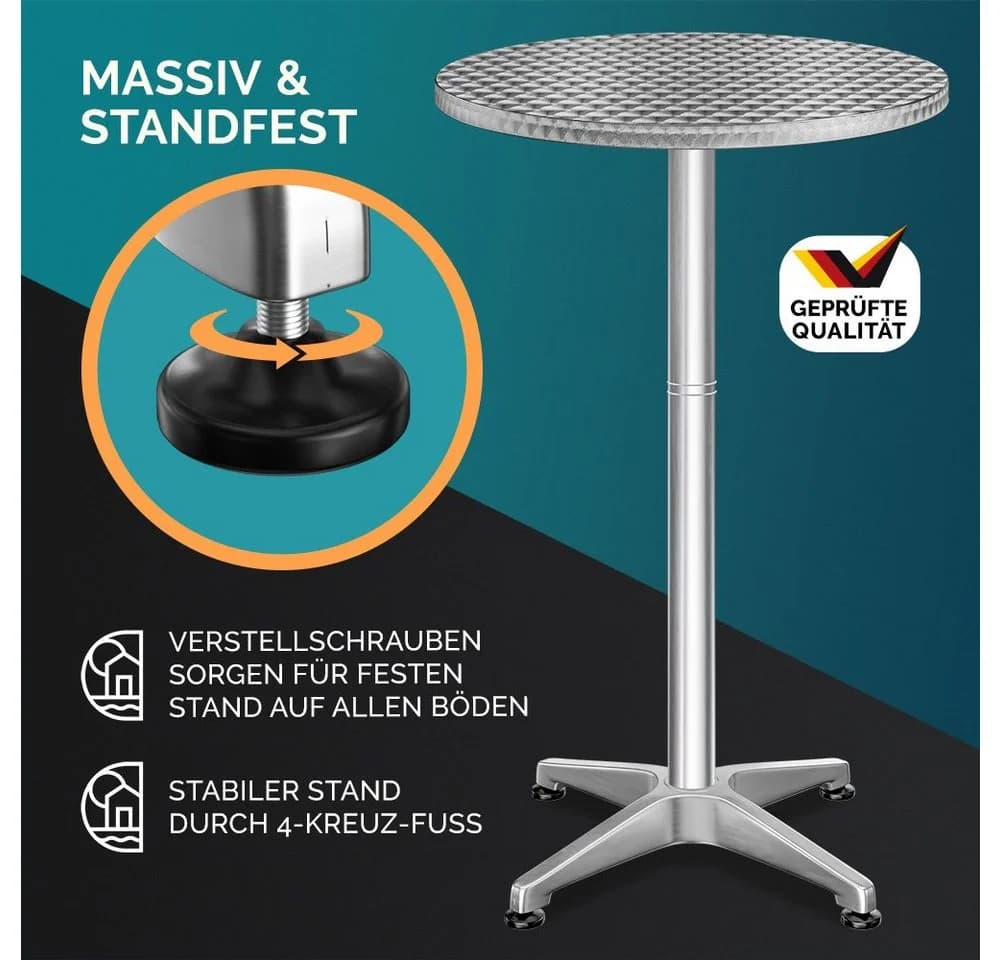 Casaria Höhenverstellbarer Stehtisch Alu 60cm - Bild 3