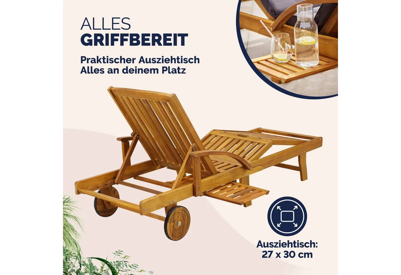 Casaria Gartenliege Tami Sun 2er Set Klappbar Wetterfest Holz - Bild 4