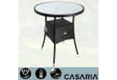 Casaria Gartentisch Polyrattan Rund Glas Höhenverstellbar Schwarz Bild 1