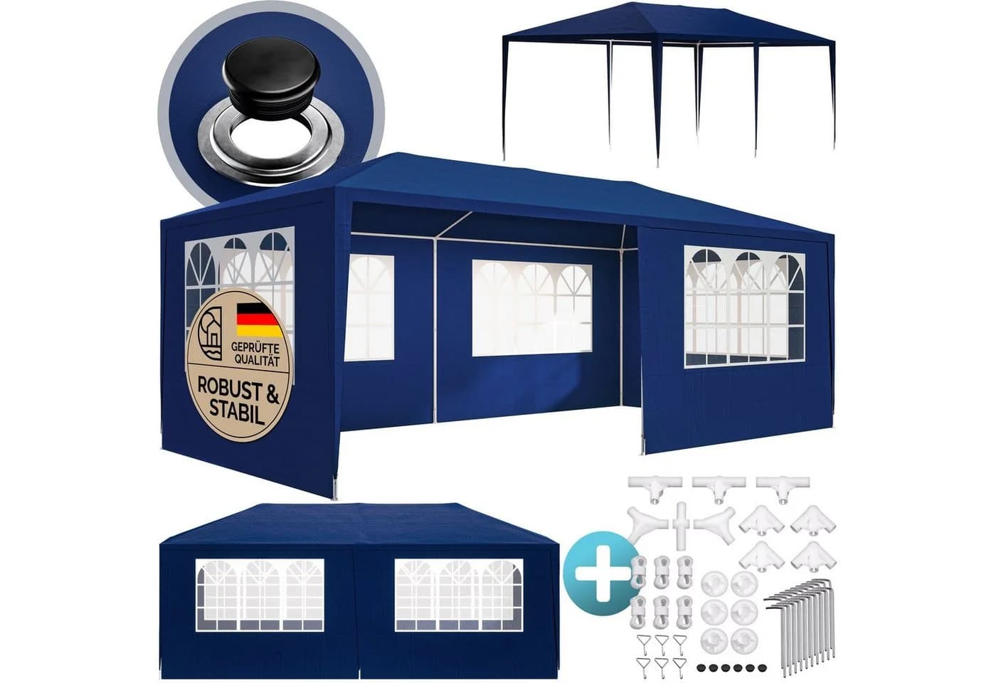 Casaria Partyzelt Rimini Blau 18m² UV-Schutz Wasserabweisend - Bild 2
