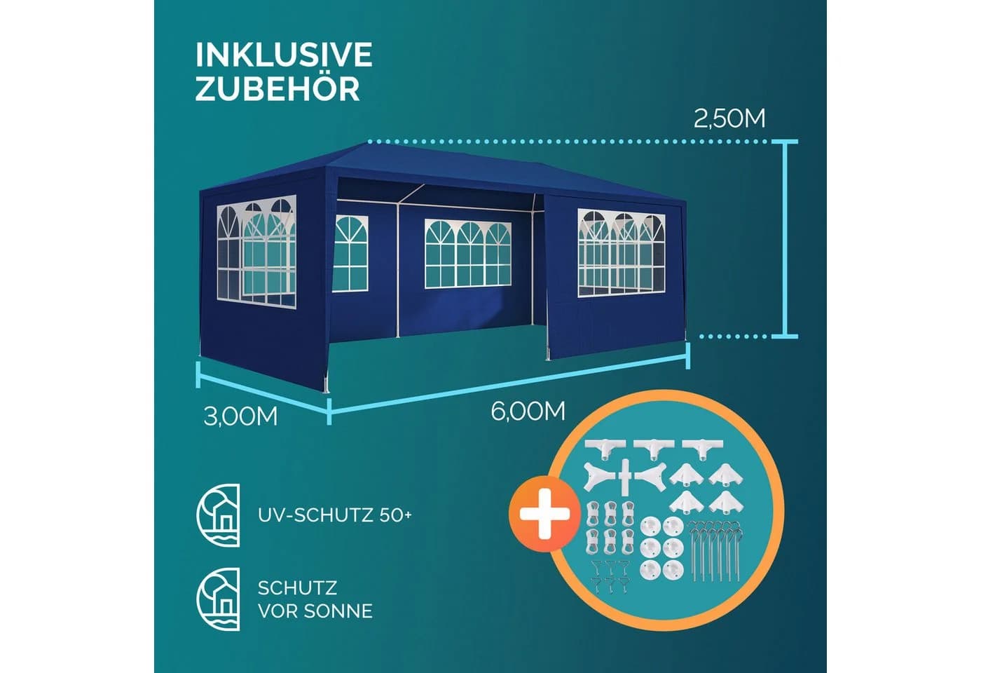 Casaria Partyzelt Rimini Blau 18m² UV-Schutz Wasserabweisend - Bild 5