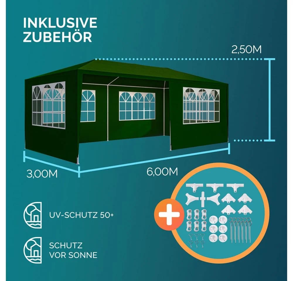 Casaria Partyzelt Rimini Grün 18m² UV-Schutz Wasserabweisend - Bild 5