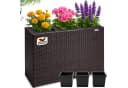 Casaria Pflanzkübel 3 Innentöpfe Polyrattan Braun Modern Bild 2