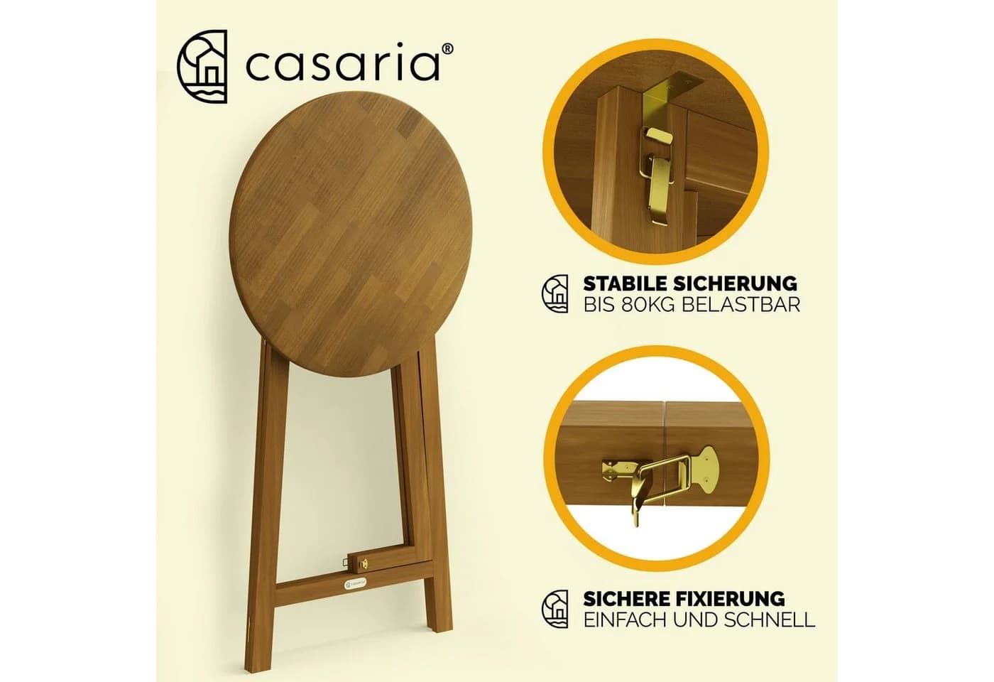 Casaria Stehtisch Akazie Klappbar Rustikal Indoor Outdoor - Bild 5