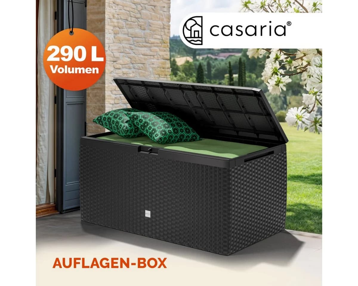 Casaria Auflagenbox Rato Plus Anthrazit 290L mit Rollen