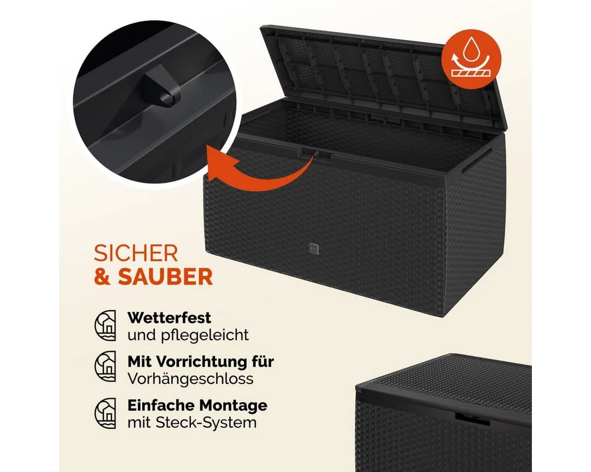 Casaria Auflagenbox Rato Plus Anthrazit 290L mit Rollen - Bild 3