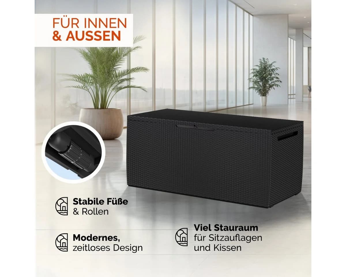Deuba Auflagenbox 310L Anthrazit mit Rollen und Schloss - Bild 4