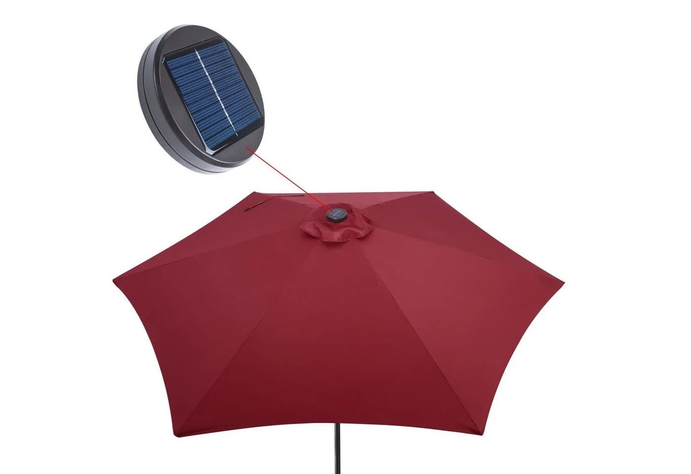 Kingsleeve Sonnenschirm Rot mit LED und Solar - Bild 4