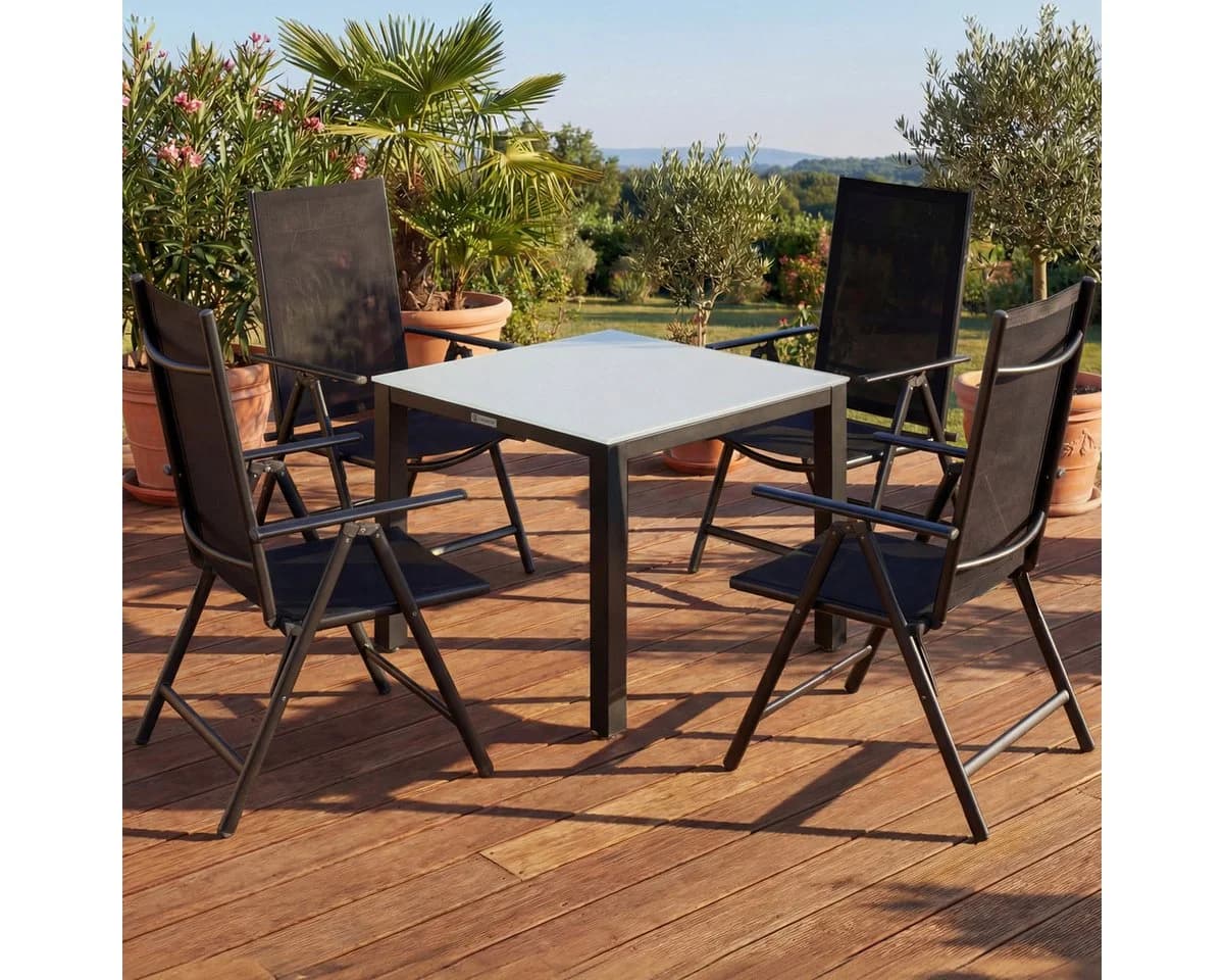 Casaria Garten-Essgruppe Bern 5-tlg. Aluminium & Glas