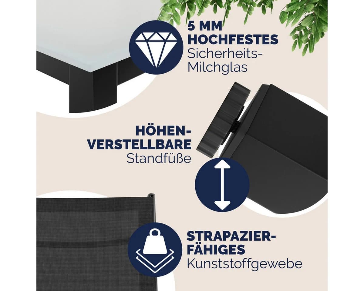 Casaria Garten-Essgruppe Bern 5-tlg. Aluminium & Glas - Bild 4