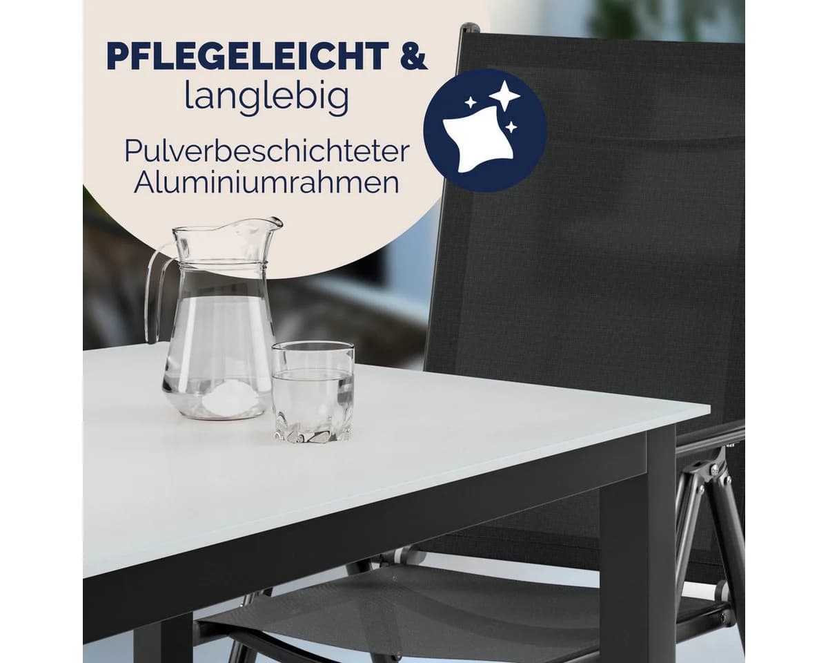 Casaria Garten-Essgruppe Bern 5-tlg. Aluminium & Glas - Bild 5