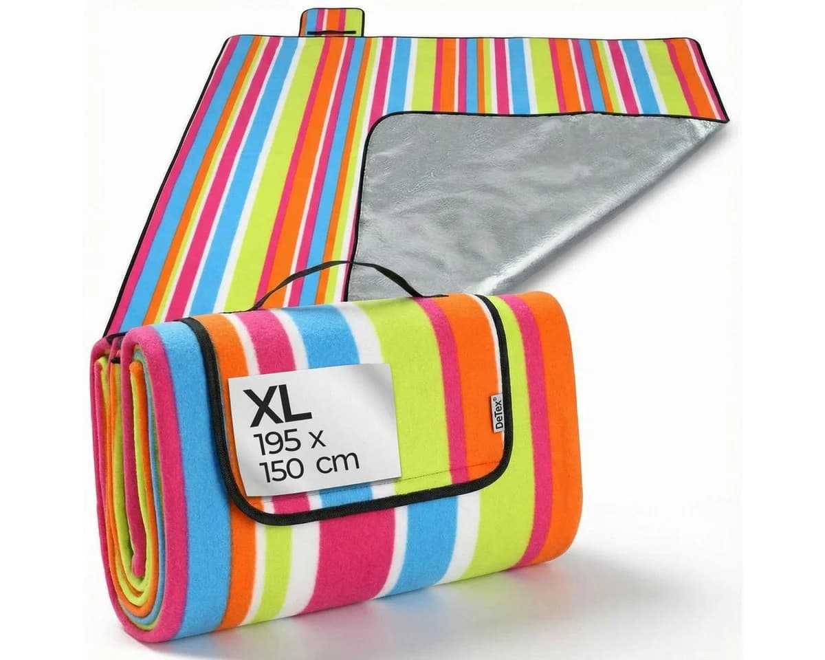 Detex Picknickdecke XL 195x150 cm Wasserdicht Wärmeisoliert Bunt - Bild 2