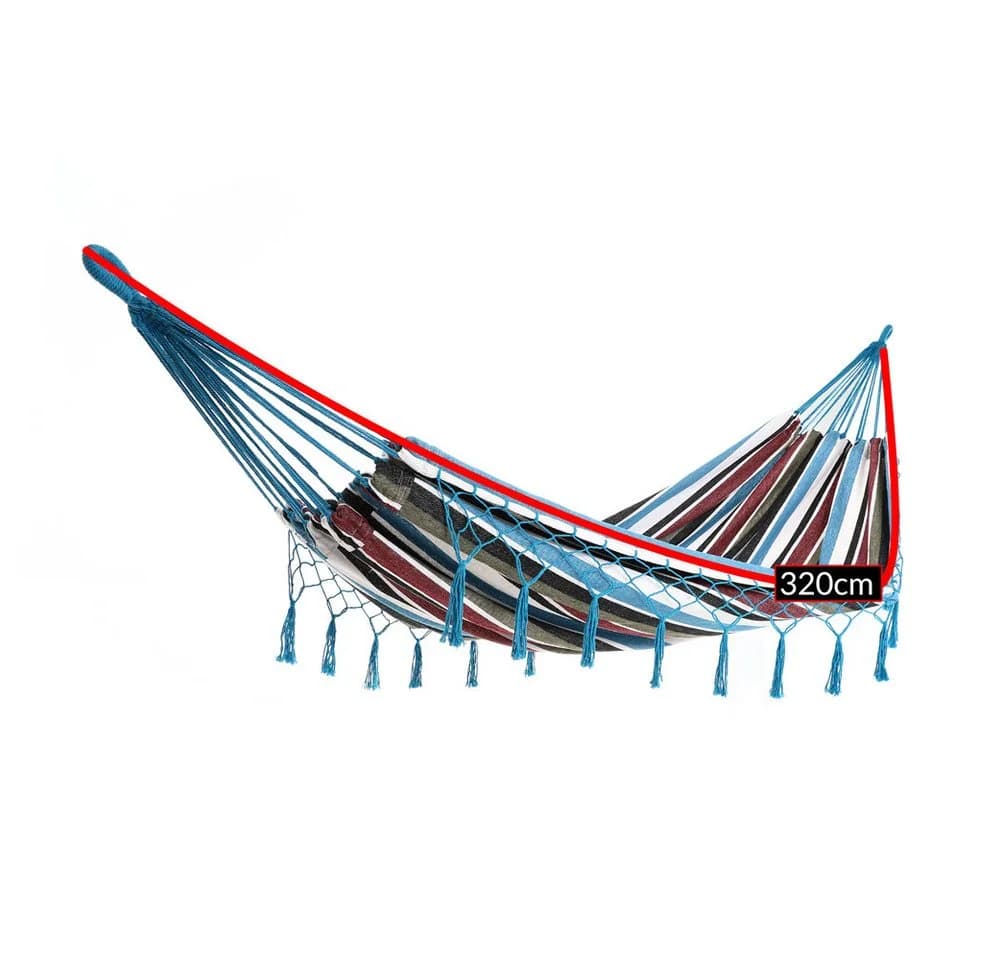 Detex Hängematte 2 Personen XXL 300kg blau Boho-Style Makramee - Bild 5