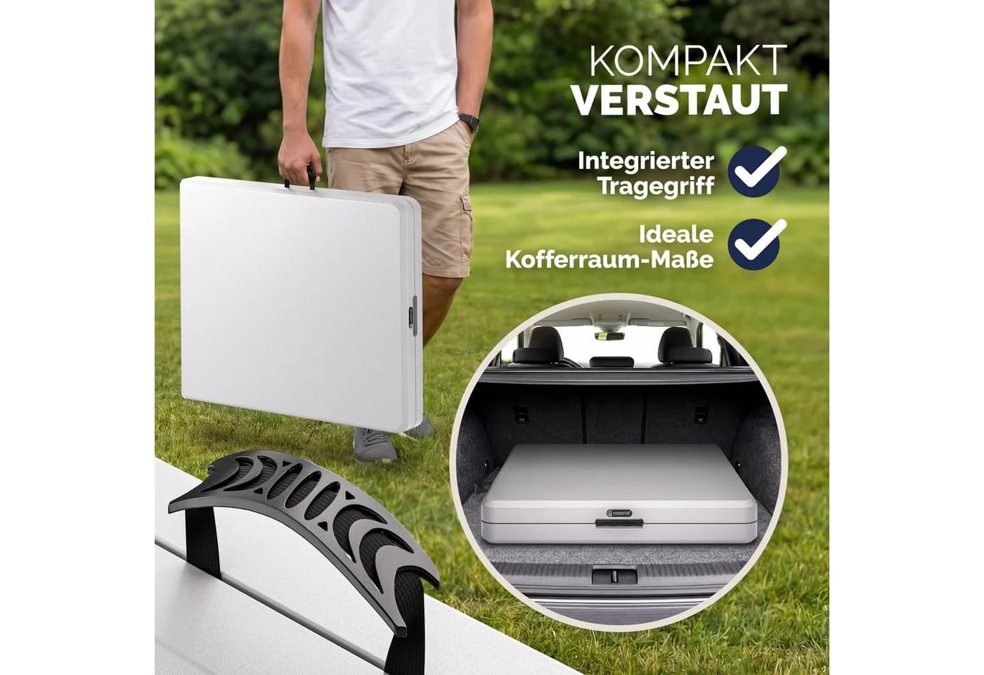 Casaria Gartentisch Klappbar Weiß Wetterfest Tragbar - Bild 5