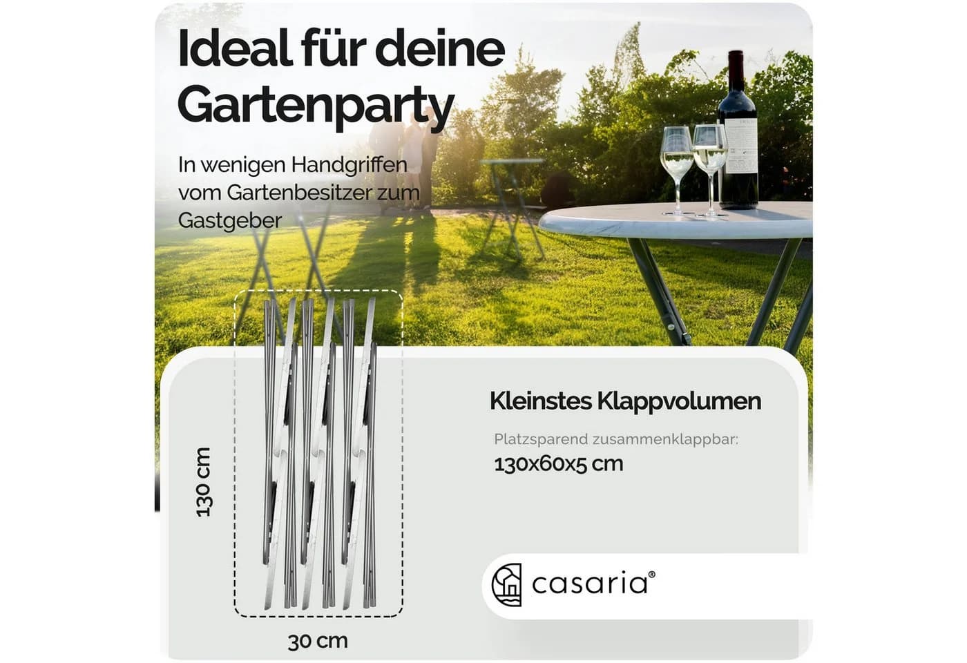 Casaria Stehtisch Klappbar 110cm Hoch Rund Ø60cm Garten Camping Bistrotisch Partytisch - Bild 4