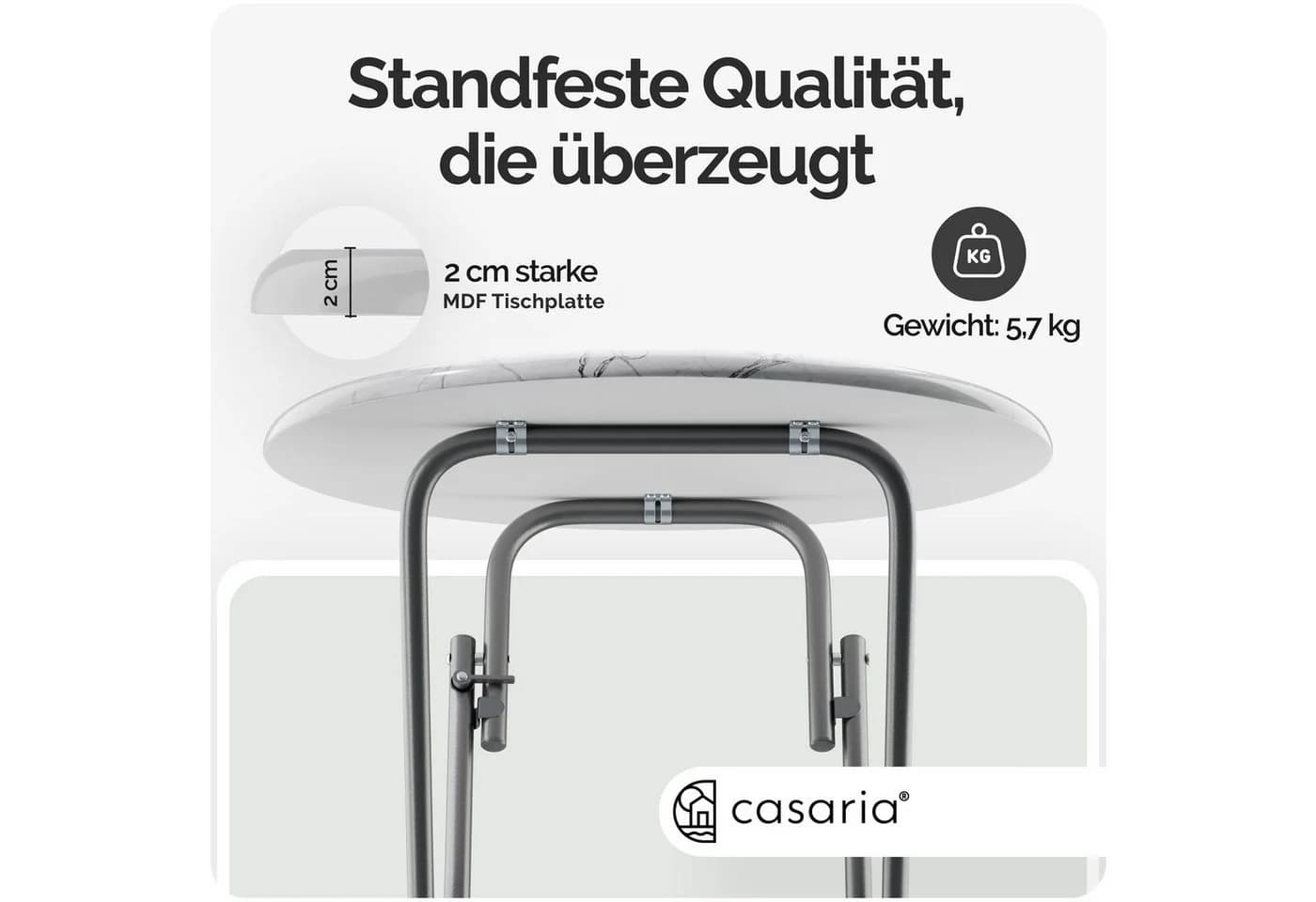 Casaria Stehtisch Klappbar 110cm Hoch Rund Ø60cm Garten Camping Bistrotisch Partytisch - Bild 5