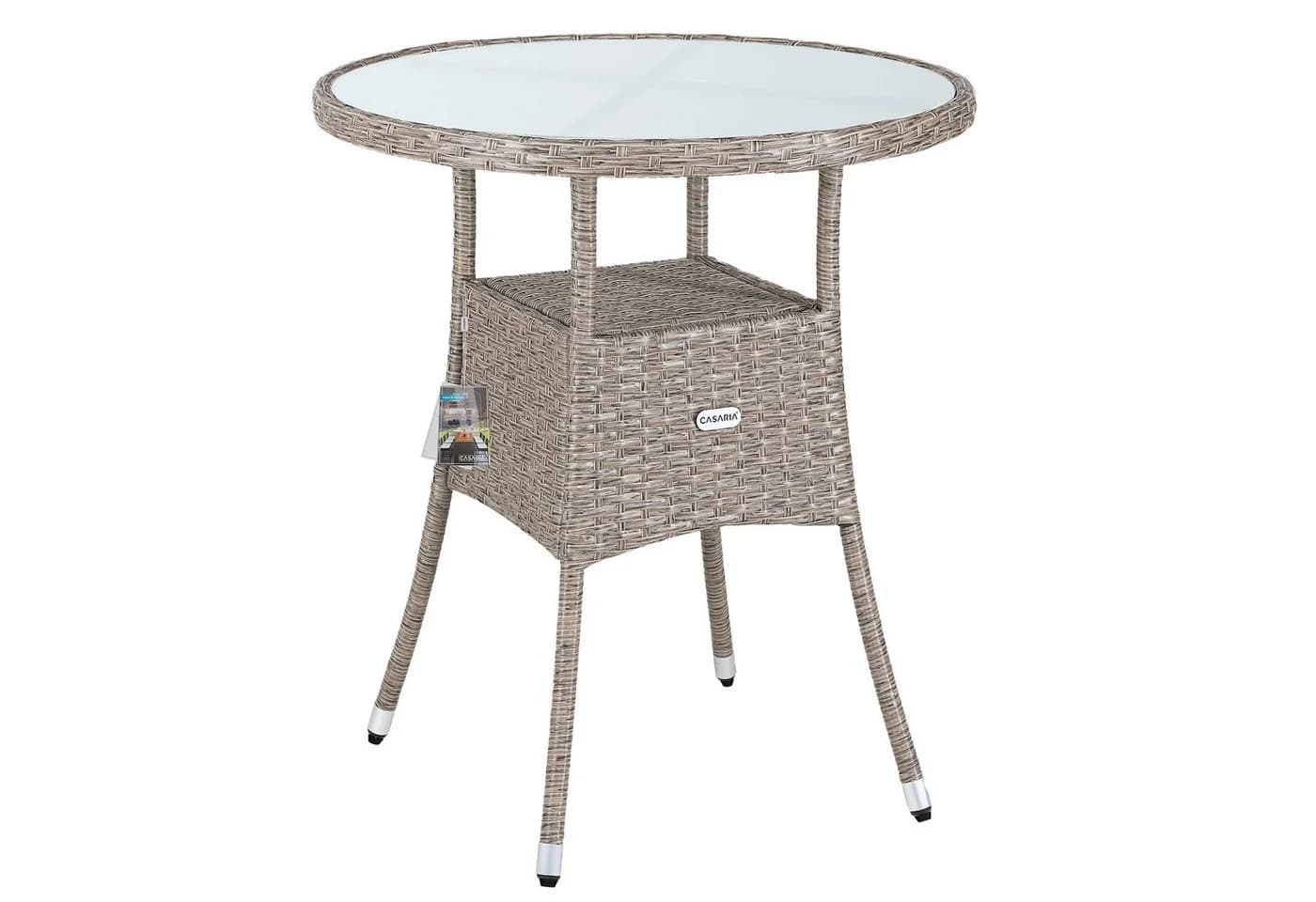Casaria Gartentisch Polyrattan Rund Glas Höhenverstellbar Wetterfest - Bild 2