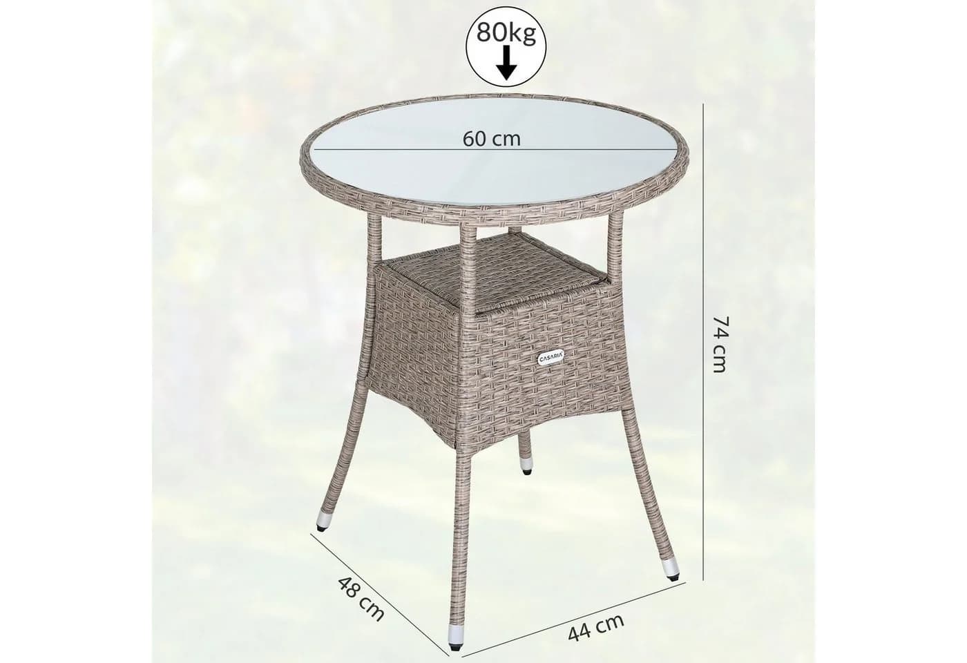 Casaria Gartentisch Polyrattan Rund Glas Höhenverstellbar Wetterfest - Bild 3