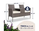 Casaria Gartenbank Creme mit Tisch Polyrattan 2-Sitzer Bild 5