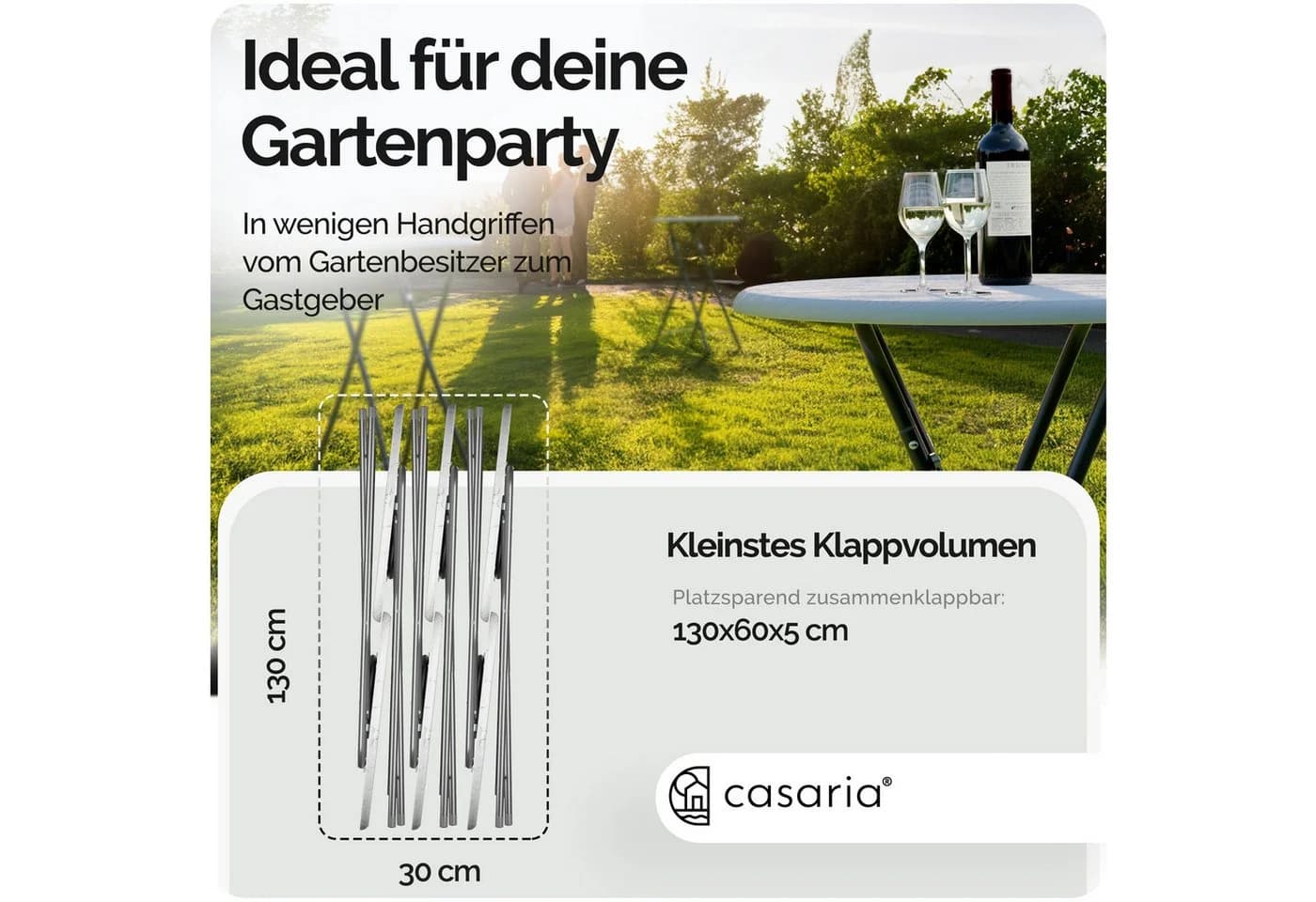 Casaria Stehtisch Klappbar 110cm Hoch Rund Ø60cm Garten Camping Bistrotisch Partytisch - Bild 4