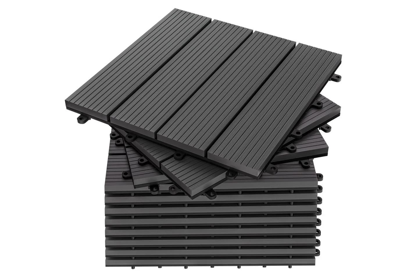 Deuba Terrassenfliesen WPC Vollmaterial 30x30cm Anthrazit - Bild 2
