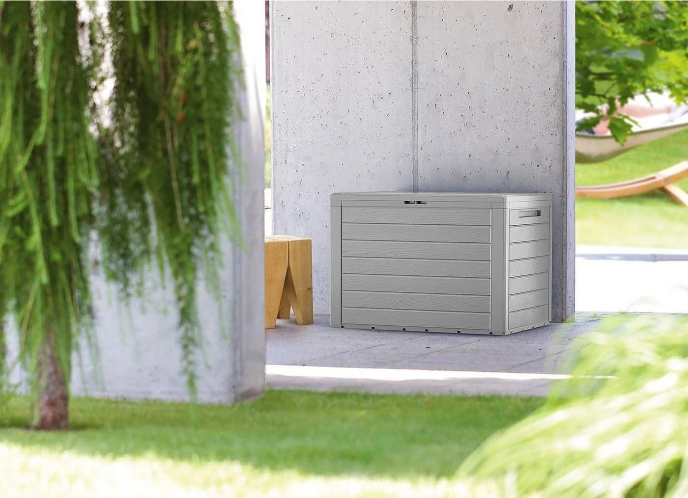 Casaria Auflagenbox Lille Grau Kunststoff mit Holzoptik - Bild 4