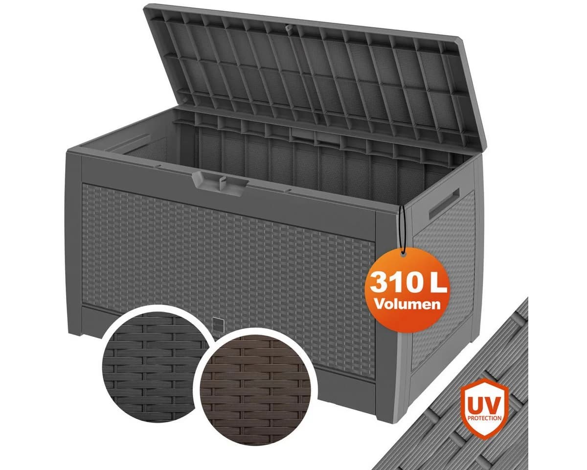 Casaria Auflagenbox Rato Grau 310L UV-beständig Rattan-Optik - Bild 2