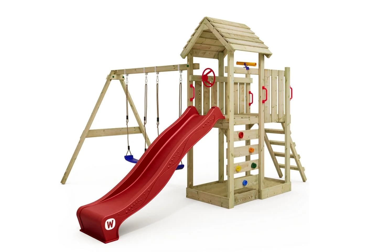 Wickey Spielturm MultiFlyer mit Holzdach, Doppelschaukel & Rutsche - Bild 2