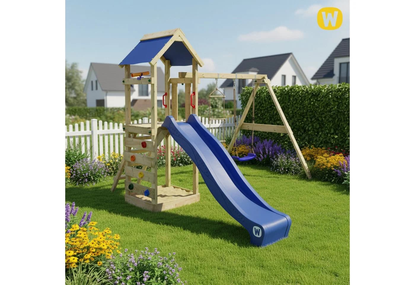 Wickey Spielturm FreeFlyer Klettergerüst mit Sandkasten Rutsche - Bild 4
