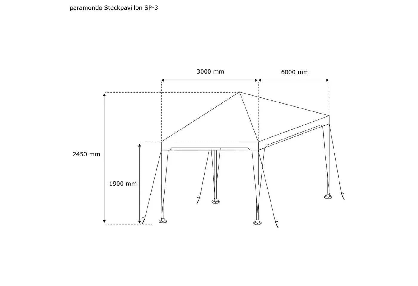 paramondo Pavillon Steckpavillon SP-3 Anthrazit 6x3 m - Bild 4