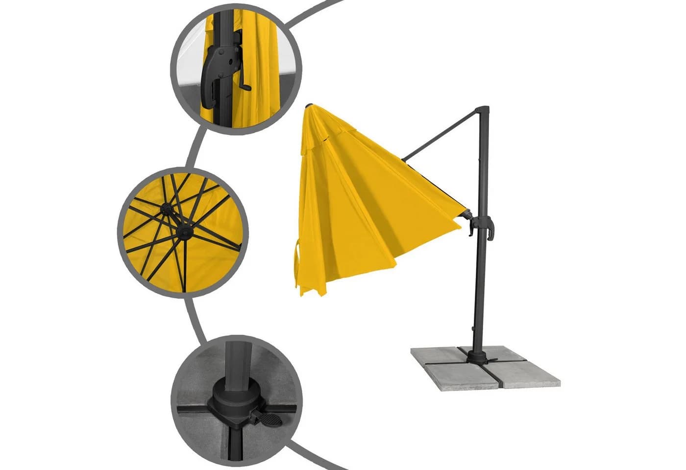 paramondo Ampelschirm parapenda 3,5 m rund gelb anthrazit
