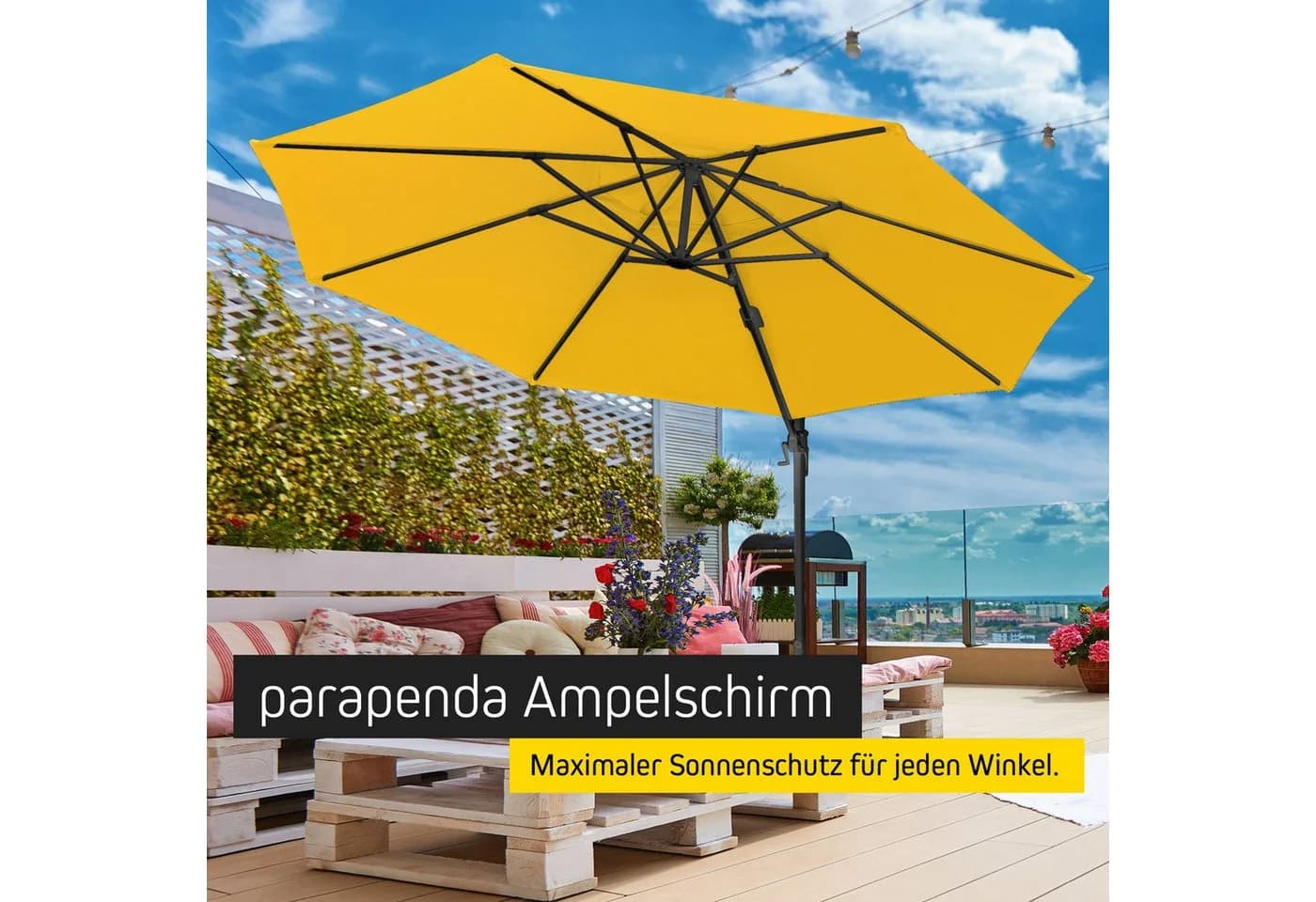 paramondo Ampelschirm parapenda 3,5 m rund gelb anthrazit - Bild 5