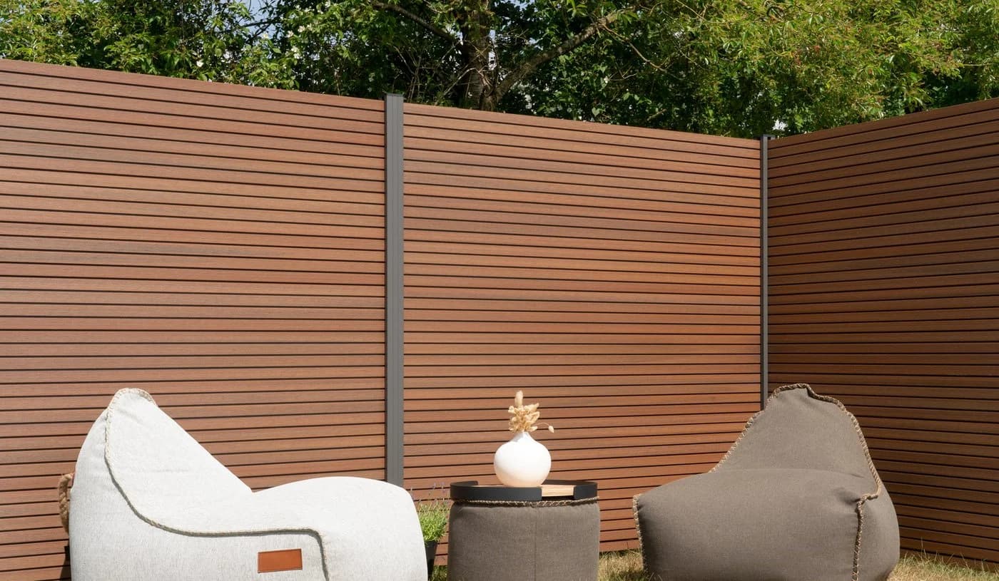 GartenLand Zaun Shadowline WPC Co-Extrudiert Mahagoni 180x180 cm Set - Bild 3