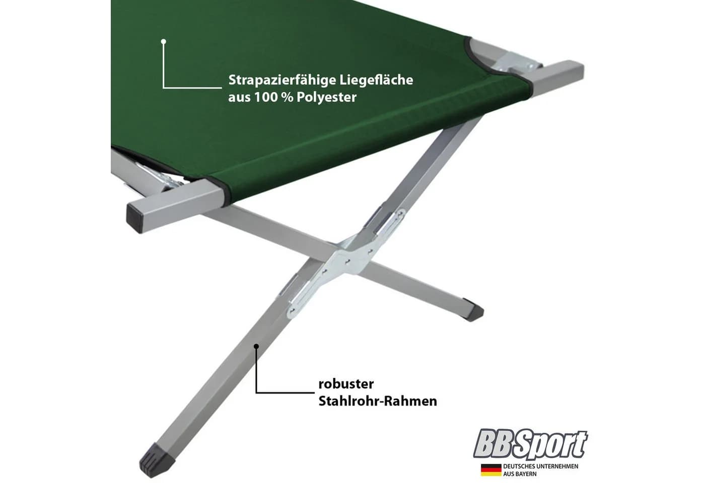 BB Sport Feldbett Klappbar 190x64 cm Grün - Bild 4