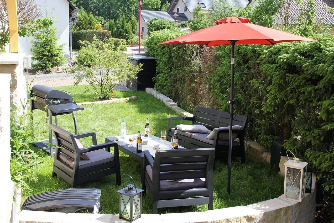 ONDIS24 Marktschirm 1,8m Rot UV 50 Knick-Gelenk - Bild 5