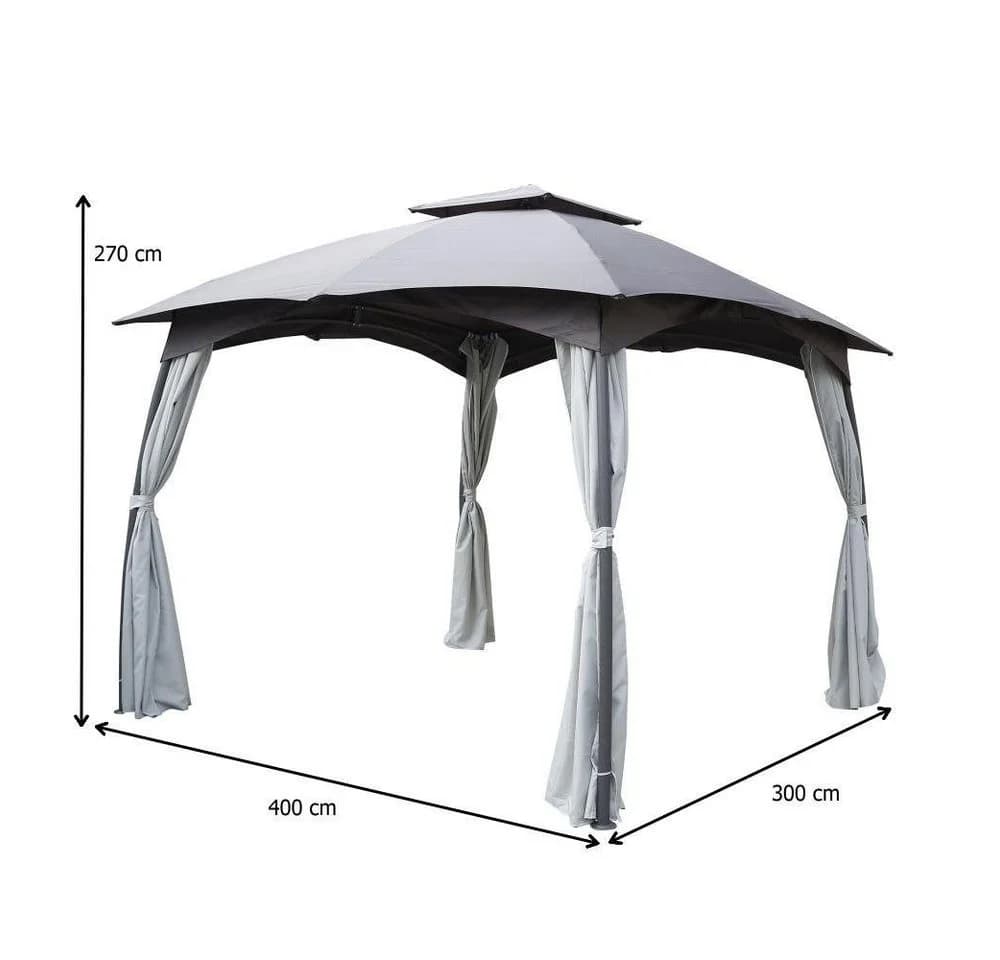 ONDIS24 Grillpavillon Gartenpavillon Gazebo Grau Wetterfest